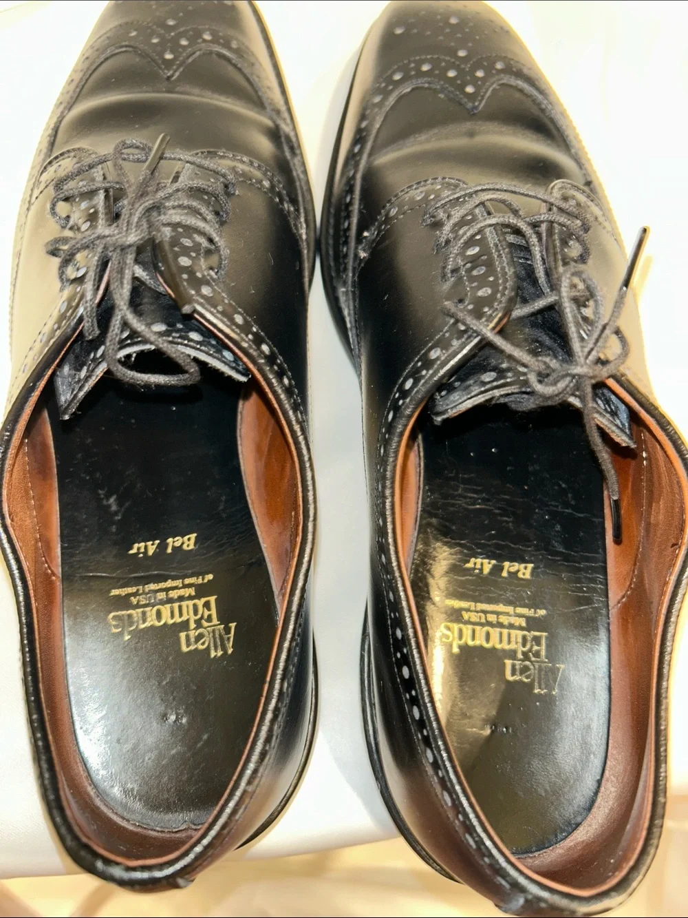 Allen Edmonds Bel Air Baroque Sleek Black Leather Wingtip Formal Dress Shoes 10